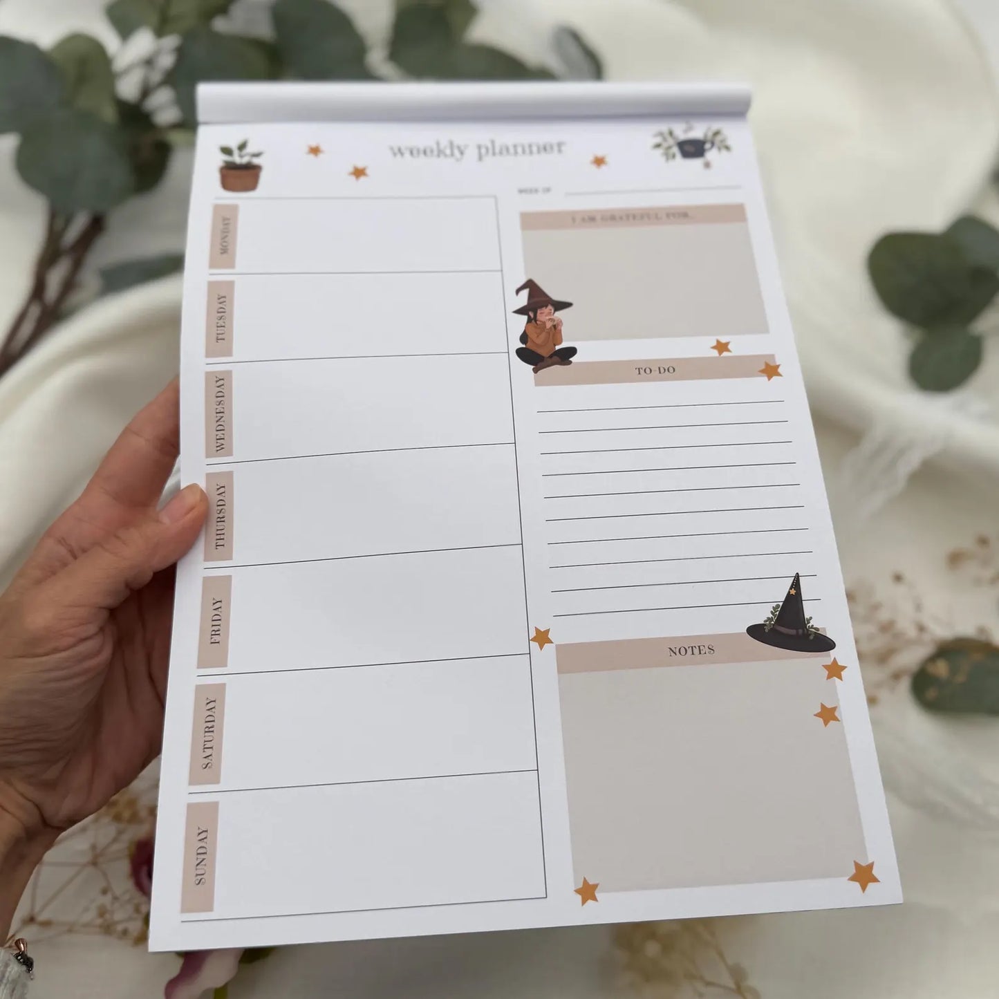 Weekly Planner / Wochenplaner A4 / Magischer Wochenblock mit To-do-Liste & Dankbarkeitsfeld | Hexenplaner