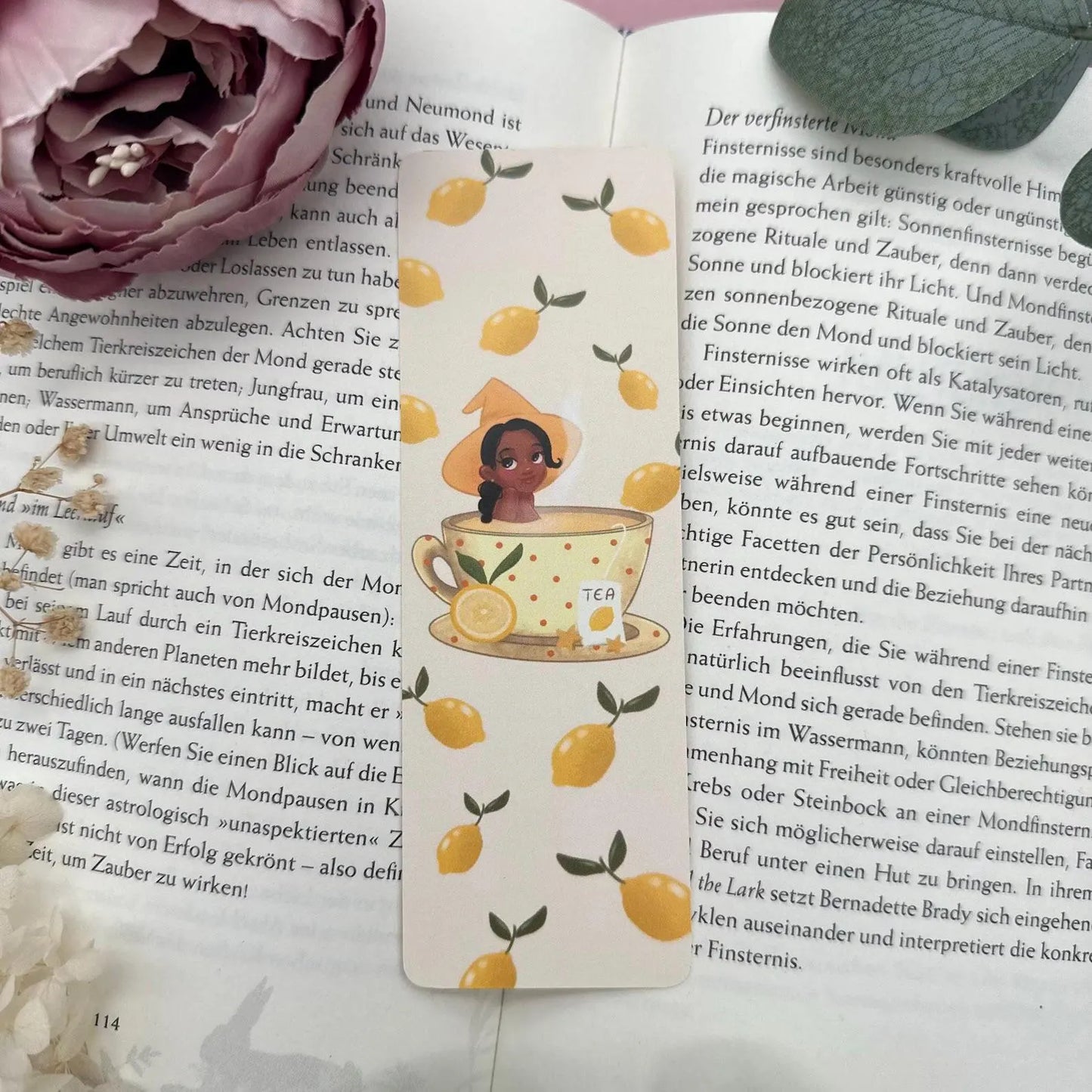 Lesezeichen Set- Teetasse Hexen mit Blaubeeren, Erdbeeren und Zitronen