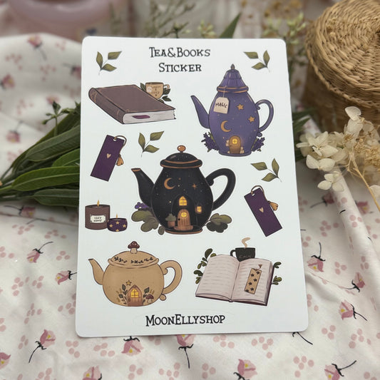 Tea & Books Vinyl Sticker Cute Bookish Stickers – Journal and Scrapbook