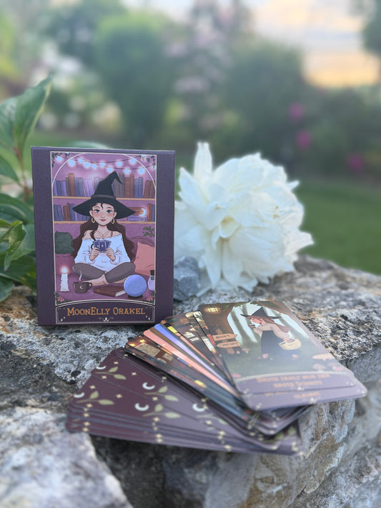 MoonElly Orakel Karten Set | 42 Affirmationskarten mit Box | Hexen Orakel Deutsch | Achtsamkeit & Selbstliebe | Geschenk für Frauen | Witchy