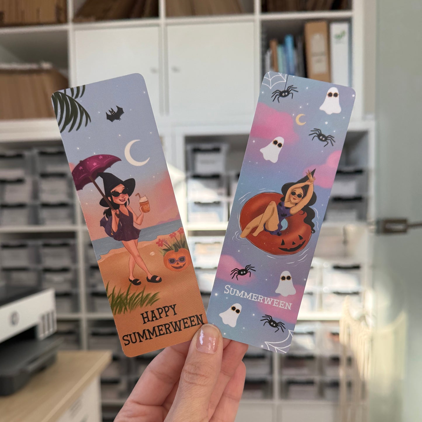 Lesezeichen Set Hexe Illustration – Halloween Geschenk für Buchliebhaber