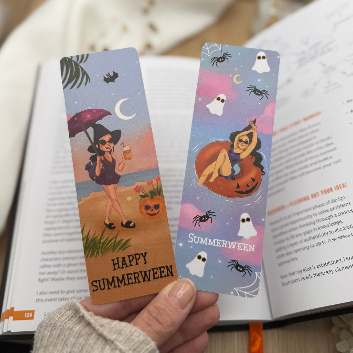 Lesezeichen Set Hexe Illustration – Halloween Geschenk für Buchliebhaber