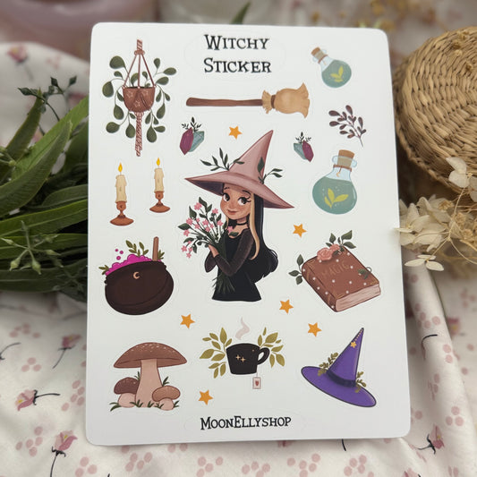 Witchy Sticker Sheet - Magischer Aufkleber für Journal, Hexenpost und Kalender - Vinyl Stickerset - Witchcore Deko