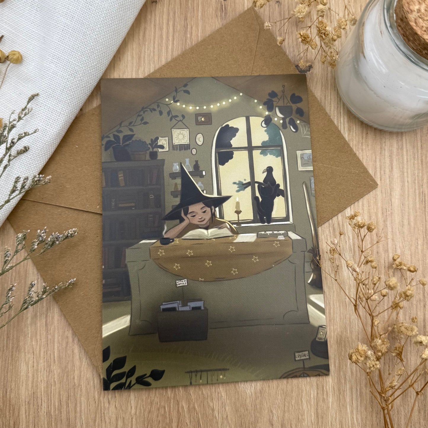 Cozy Witch Postkarte / Buchladen