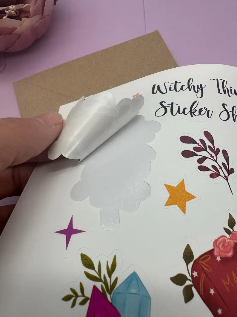 Witchy Sticker Sheet - Magischer Aufkleber für Journal, Hexenpost und Kalender - Vinyl Stickerset 19x14cm - Witchcore Deko