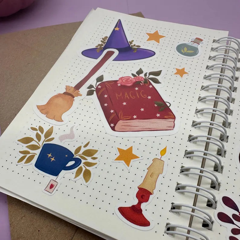 Witchy Sticker Sheet - Magischer Aufkleber für Journal, Hexenpost und Kalender - Vinyl Stickerset 19x14cm - Witchcore Deko
