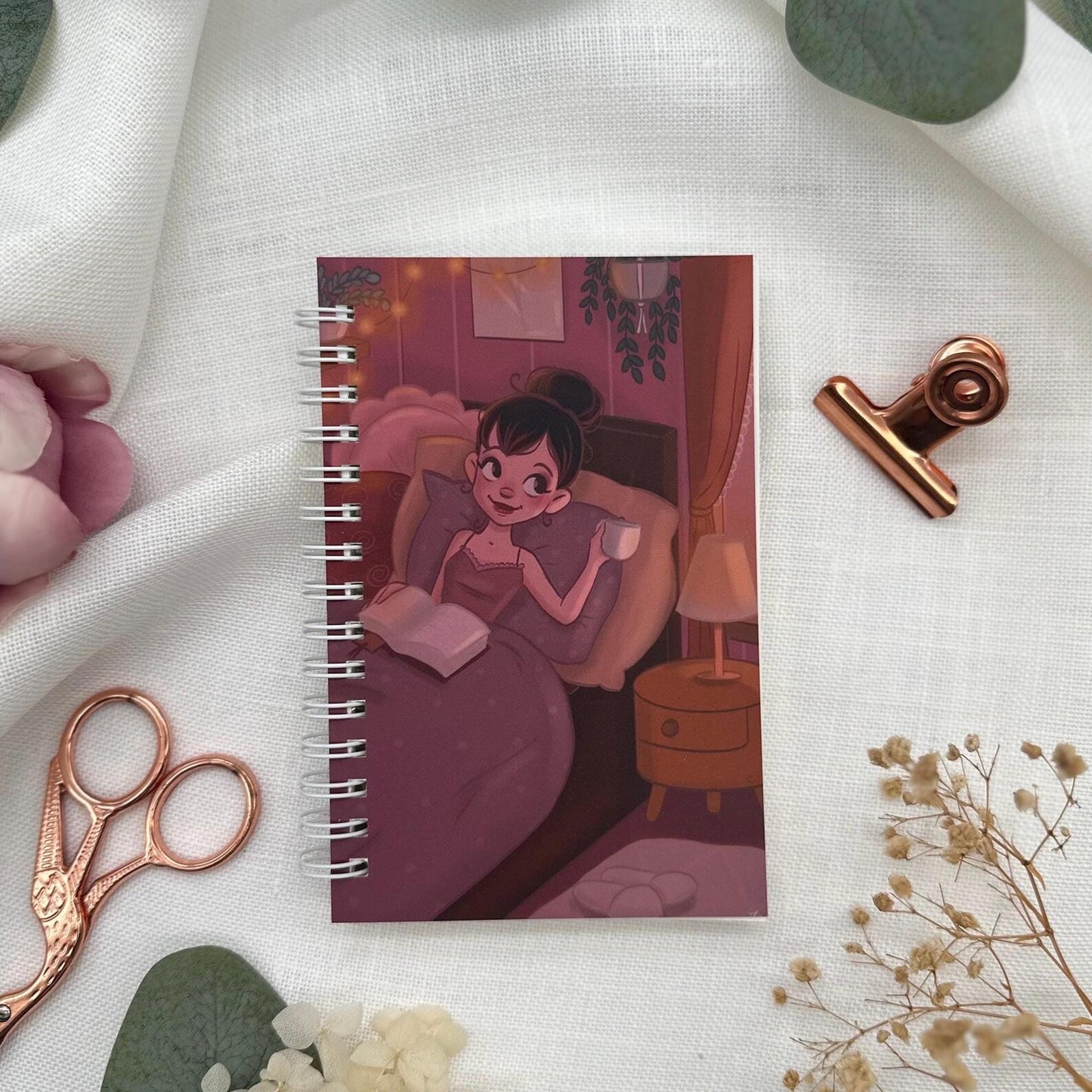 Achtsamkeit Ringbuch A6 - Notizbuch mit Illustration | Tagebuchund Selfcare Journal