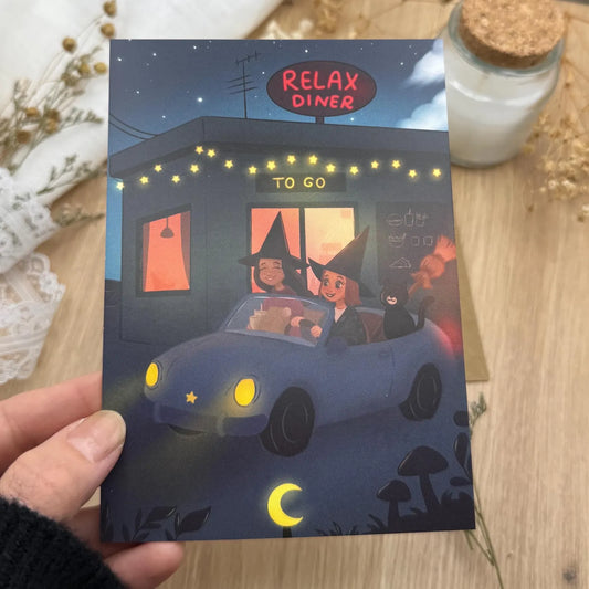 Postkarte „Relax Diner – Hexenzauber To Go“