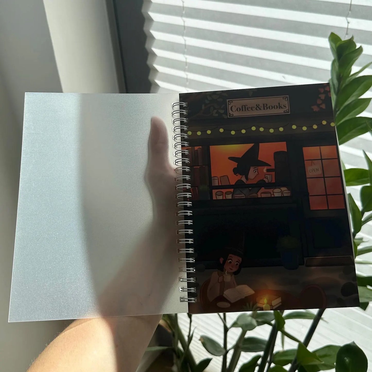 Notizbuch A5 Ringbuch – Witchy Journal mit Café Illustration | Magisches Hexen Notizbuch für Booklover