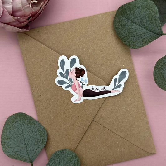 Yoga Sticker Wasserfest - Achtsamkeits Sticker Vinyl - Illustration Yogapose für Laptop, Bullet Journal und Kalender - 5x8cm