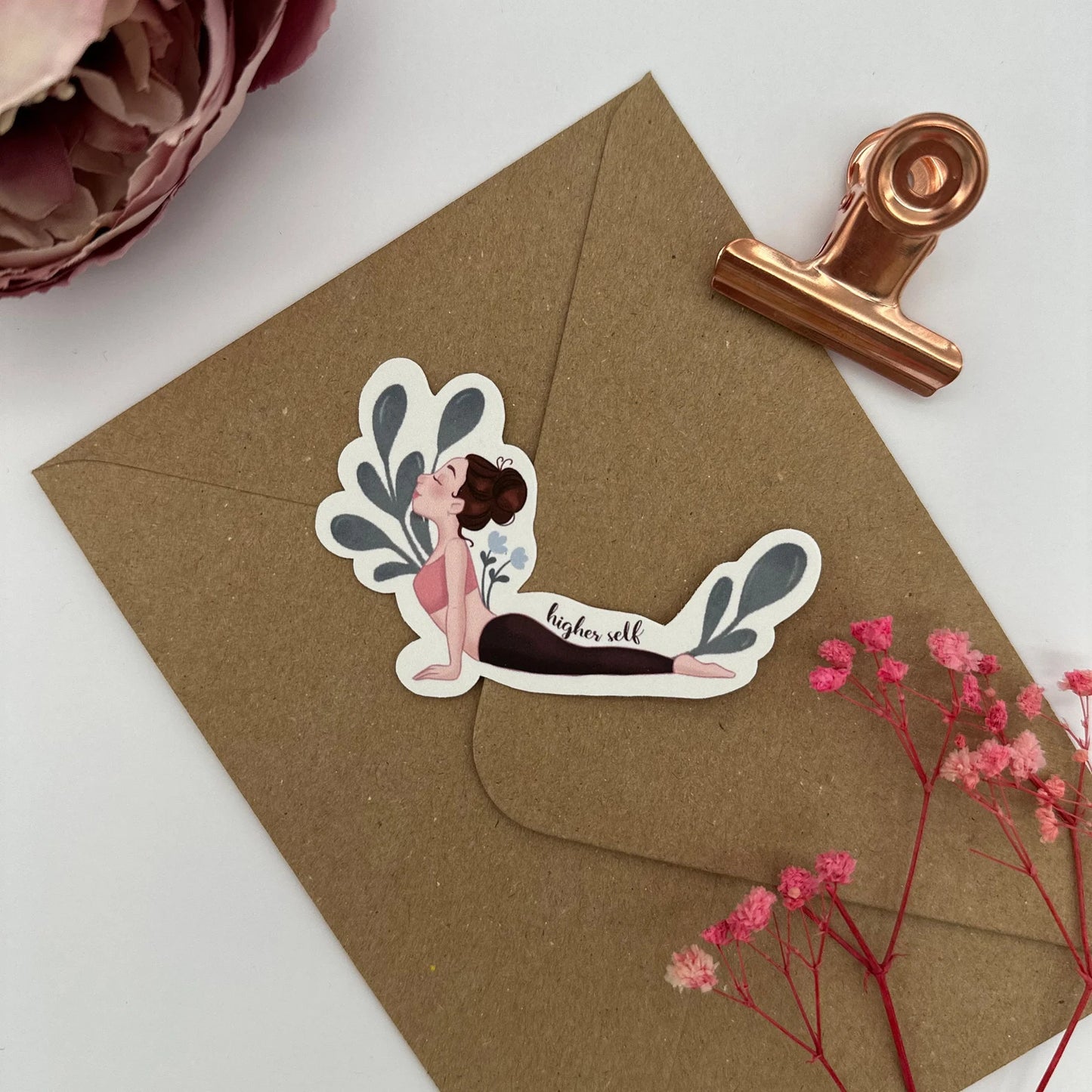 Yoga Sticker Wasserfest - Achtsamkeits Sticker Vinyl - Illustration Yogapose für Laptop, Bullet Journal und Kalender - 5x8cm