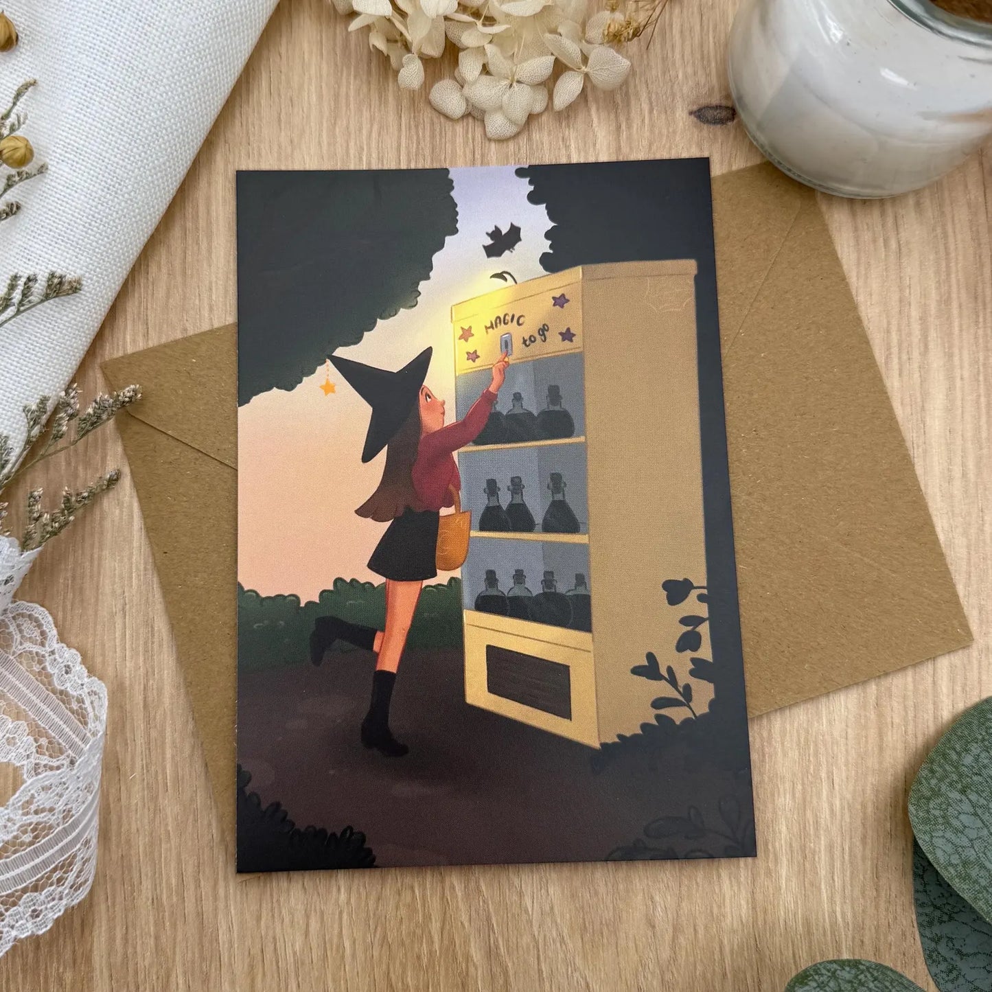 Postkarte Hexenautomat- Zaubertränke Illustration | A6 Kunstkarte für magische Seelen