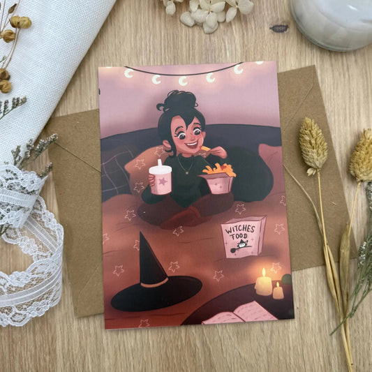 Pommes Hexe Postkarte - Selfcare mit Frittenzauber