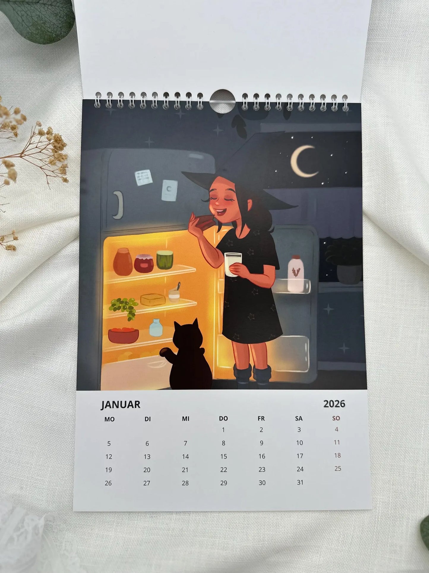 Kalender 2026  – Illustrierter Wandkalender A4 für Achtsamkeit, Träume & Entspannung