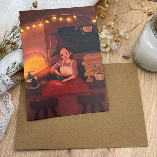 Hexenpizzeria- Pizza und Zauber Postkarte