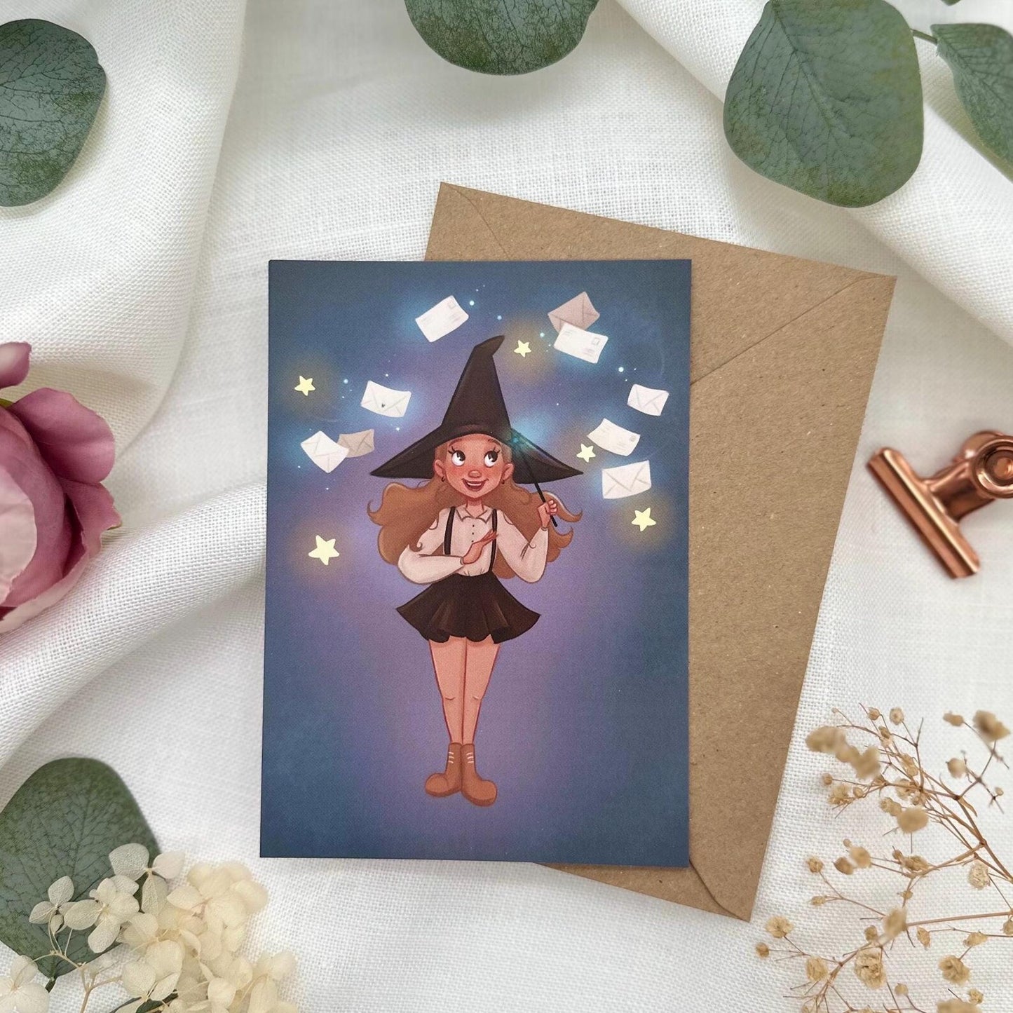 Postkarten Postcrossing Hexe - Magische Briefe Illustration- Hexenkarte für Sammler DIN A6 - Geschenk für Schreibfreunde und Hexenherzen