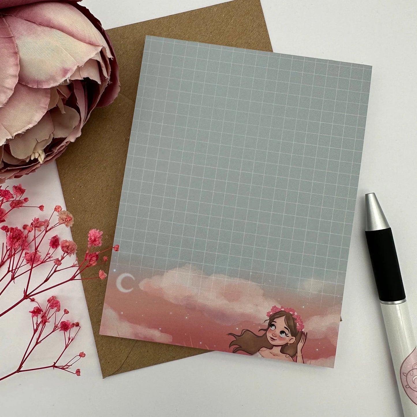 Notizblock A5 Achtsamkeit – To-Do & Gedankenblock mit Natur- und Sternenhimmel Illustration | Selfcare Schreibblock