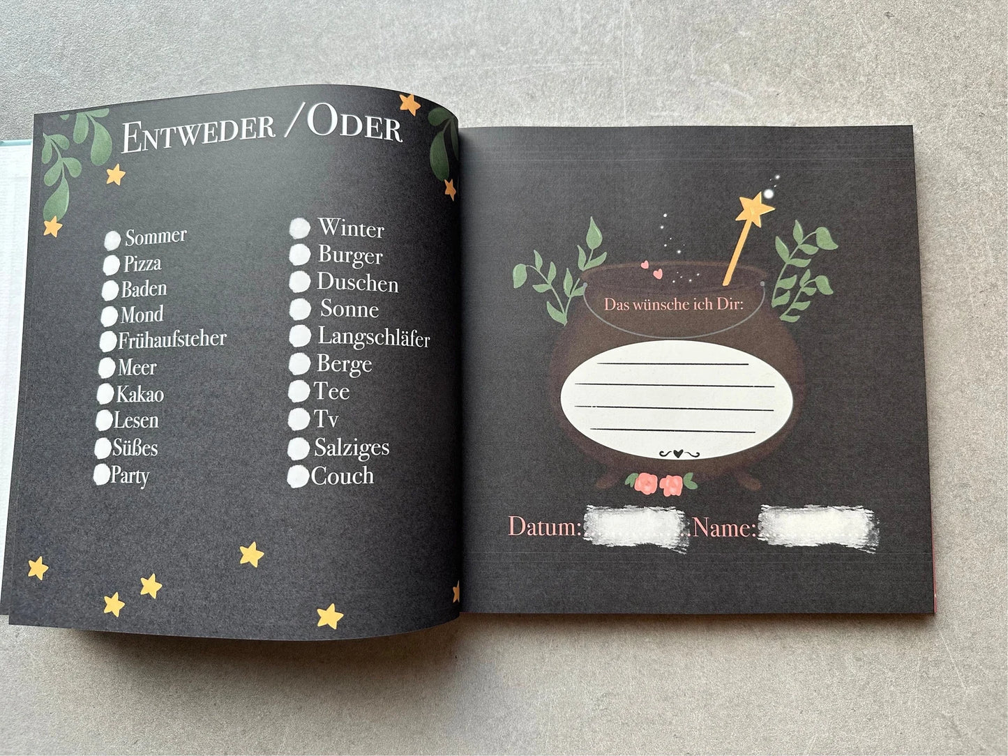 Freundebuch für Kindergarten und Schule- Magisches Hexenbuch mit Illustrationen