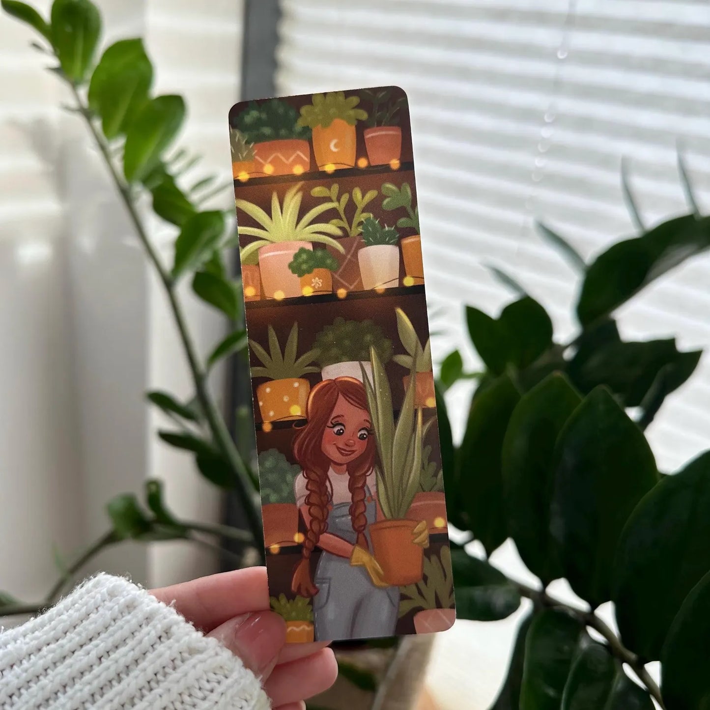 Pflanzenfreunde Lesezeichen- botanische Liebe im Blumentopf- Look