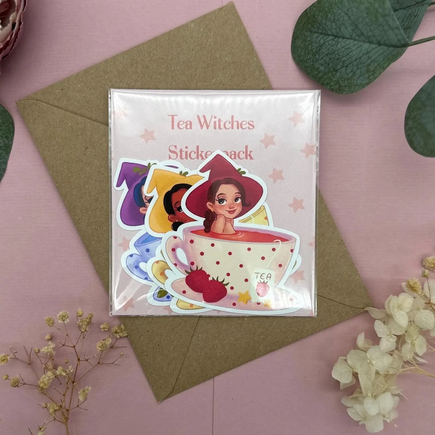 Sticker Set Hexen in Teetassen- Bullet Journal Deko - Blaubeere, Erdbeere und Zitrone - Magisches Sticker Pack für Planer und Laptop