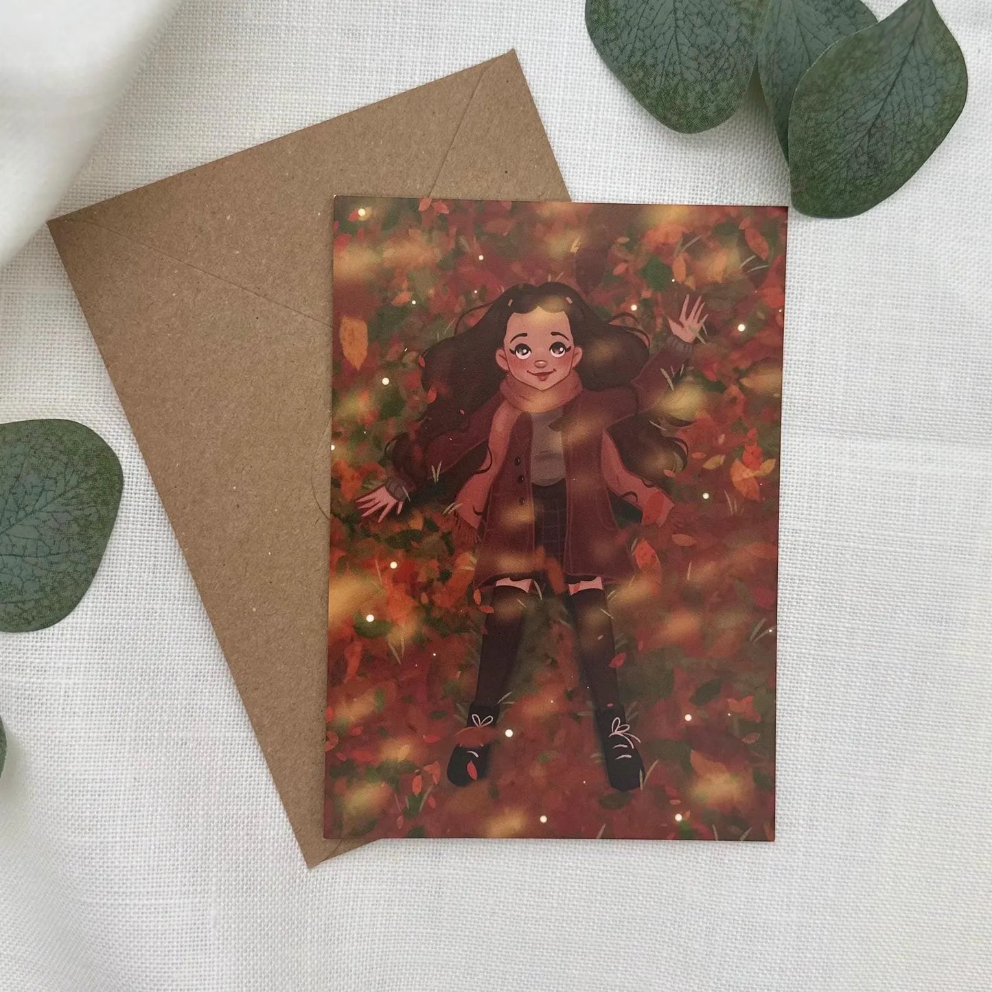 Herbst Achtsamkeit Postkarte- Illustration im Blätterwald | DIN A6