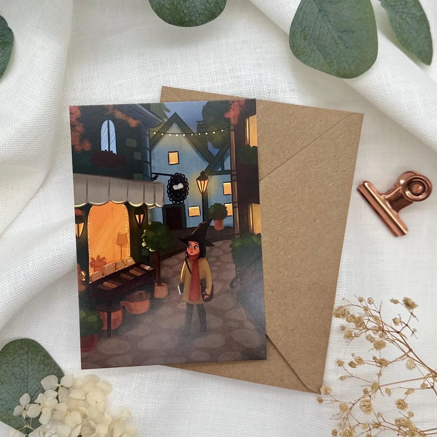 Postkarte, Bücher shoppen - A6 Illustration für Bücherliebhaber:innen