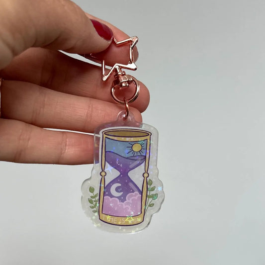 Acryl Schlüsselanhänger „Time is Now“ – Achtsamkeits Reminder mit Illustration | Kleines Selfcare Geschenk