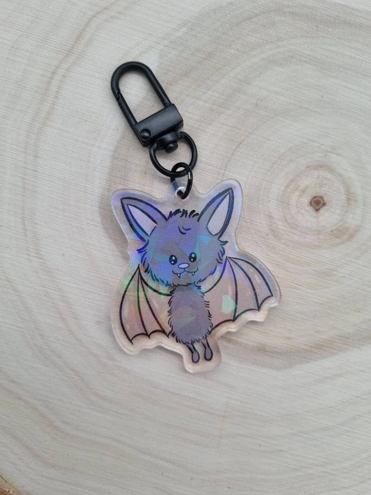 Fledermaus Schlüsselanhänger Holografisch und Glitzernd