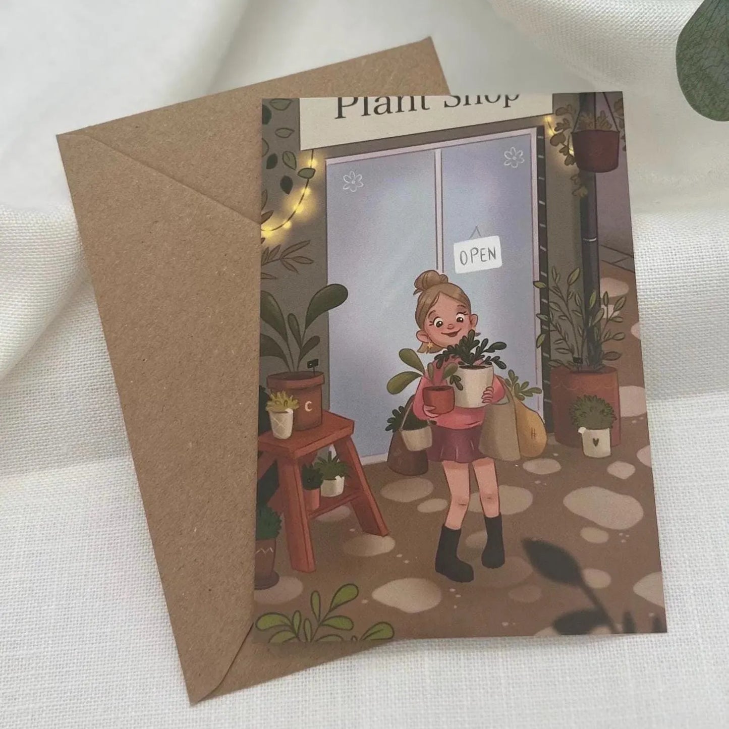 Postkarte Pflanzenliebe – Witchy Illustration mit Zimmerpflanzen | Geschenk für Pflanzenliebhaber & Naturfreunde